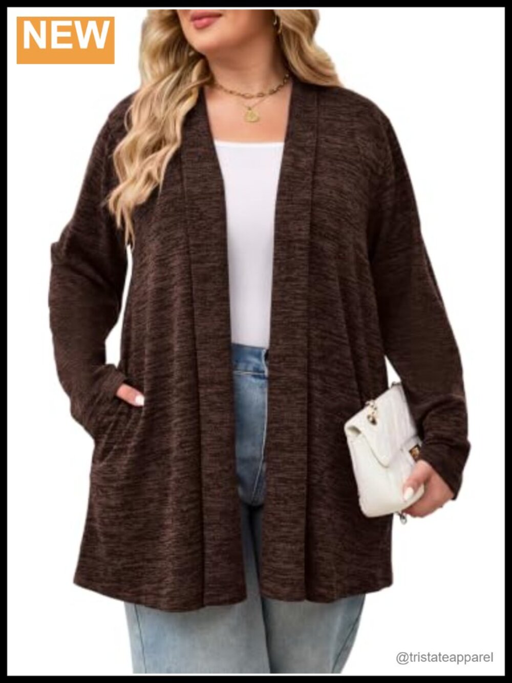 Plus Size Long Cardigan with Pockets, Soft Knit Open Front Sweater for Women,